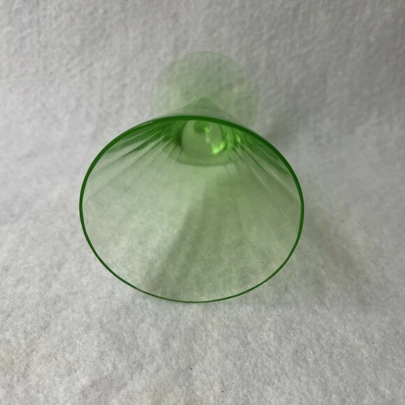 Green Uranium Glass Depression Cup Parfait Footed Panel Optic Fluted Vintage - Picture 12 of 12